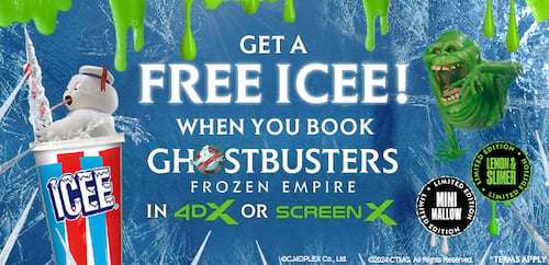 Ghostbusters ICEE when you purchase a ticket for Ghostbusters: Frozen Empire in 4DX or ScreenX