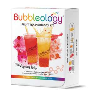 Bubbleology Fruit Bubble Tea Mixology Kit with Popping Boba Makes 2 Raspberry & 2 Passion Fruit Tea Popping Boba Sold by Aimia Foods