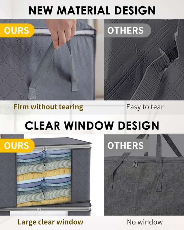 90L Large Capacity Clothes Storage Boxes with Lids 4 Pack – £9.98 at ...