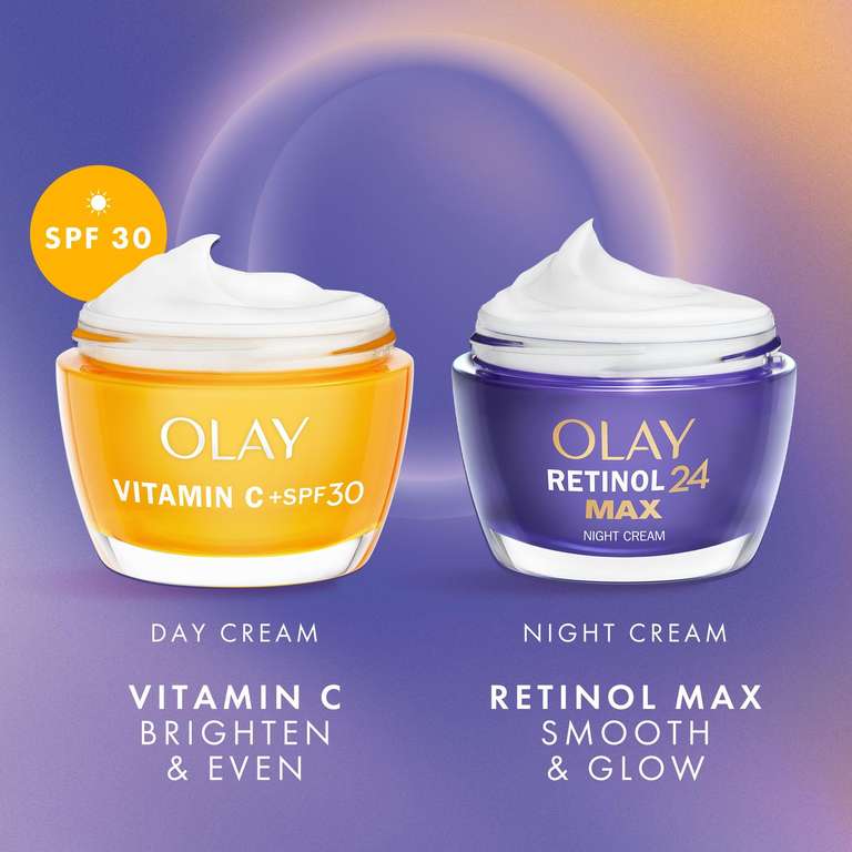 Olay Skincare Gift Set: Vitamin C SPF 30 Face Moisturiser + Retinol 24 Max Night Cream + Hyaluronic Acid Eye Cream, 50ml + 50ml + 15ml
