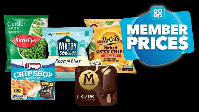 5 Freezer Items inc Garden Peas /Magnum / Scampi Bites / Oven Chips / Fish Steaks £5 for members / £6 non members @ Co-op