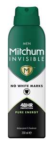 Mitchum Invisible Men 48HR Protection Aerosol Deodorant & Anti-Perspirant, No White Marks, Alcohol Free, 200ml (£1.98/£1.87 on S&S)