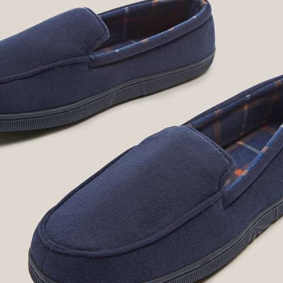 Men's Navy Check Slippers £5 + Free Click & Collect @ Dunelm