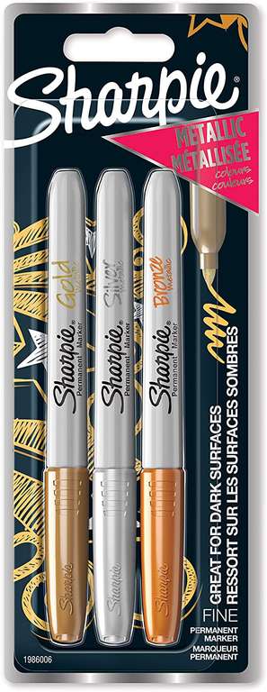 Sharpie Permanent Markers Fine Tip Assorted Metallic Colours 3 Count (S&S £2.38)