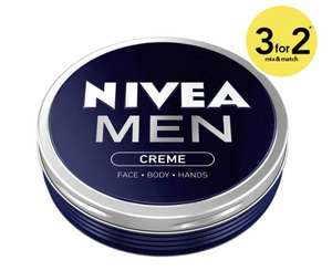 3X Nivea Men Crème Moisturiser Cream 30ml for £3 + Free Collection @ Wilko