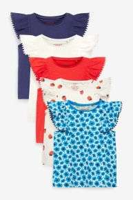 Next Girls 100% cotton Red/Blue 5 Pack Cotton Vest tops (3 months - 7 years) £8.50 - £9.50 free Click & Collect at Next