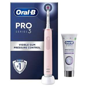Oral-B Pro 3 Electric Toothbrush With Smart Pressure Sensor, 1 Toothbrush Head, 1 3D White Whitening Restore Toothpaste, 75 ml