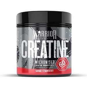 Warrior, Creatine Monohydrate Powder - 300g - Micronised for Easy Mixing - for Recovery & Performance, Savage Strawberry (Or £9.46 S&S)
