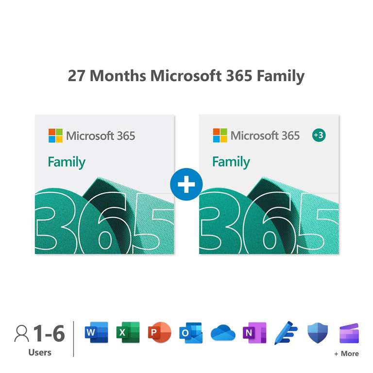 Microsoft 365 Family | 27-Month Subscription | Up to 6 People | Word, Excel, PowerPoint | 1TB OneDrive Cloud Storage - AmazonMediaEUS.à r.l.