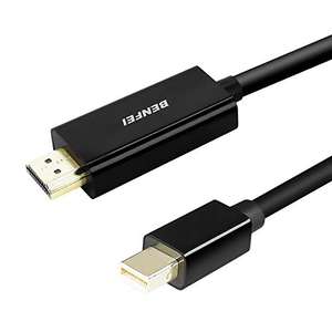 BENFEI 1.8m Mini DP (Thunderbolt Compatible) to HDMI Cable /Mini DisplayPort to HDMI Cable for £5.86 @ Amazon / Benfei DirectStore