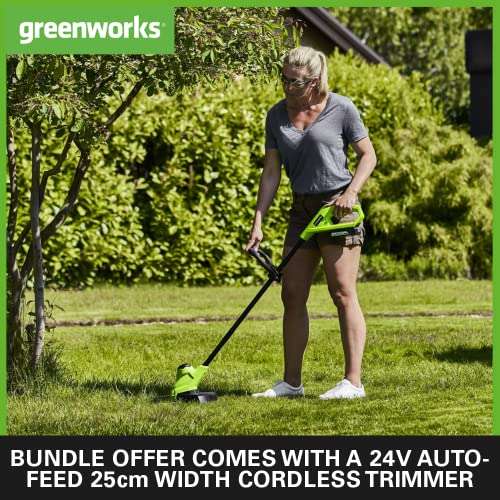 Greenworks Electric Lawn Mower 24V 33cm GD24LM33 and Cordless Grass Trimmer 25cm incl. 1 Battery 4Ah & Charger £149.99 with voucher @ Amazon