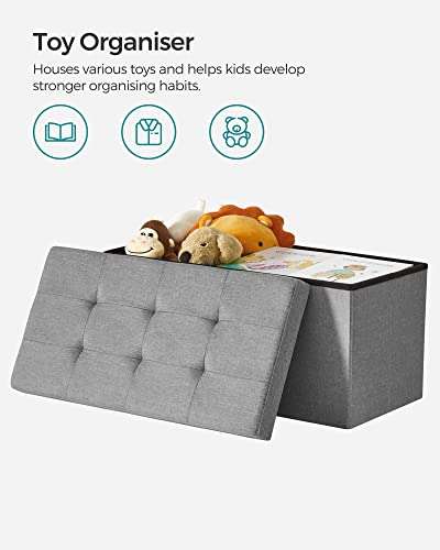 Songmics Padded Storage Ottoman 80L (Light Grey) - Sold by Songmics Home UK