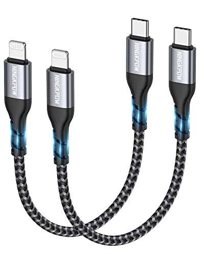 USB C to Lightning 2 Pack of 50cm Fast Charge Braided Cables - £6.29 with voucher - Sold by Daxin Direct / Fulfilled By Amazon