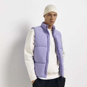 River Island Mens Gilet Purple Regular Fit Padded Jacket High Neck Sleeveless from River Island Outlet