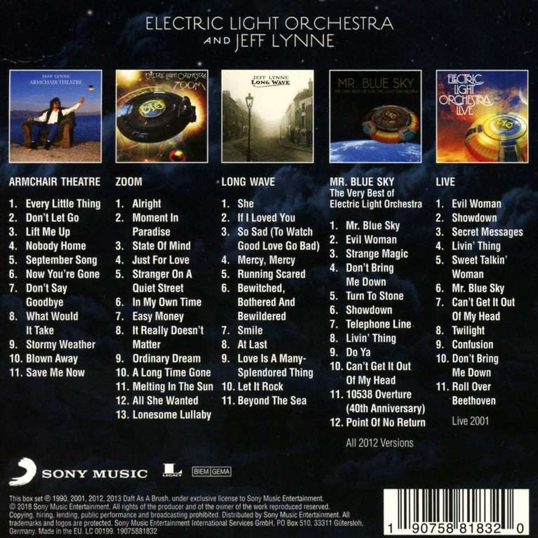 E.L.O - Original Album Classics CD Box Set (Armchair Theatre, Zoom, Mr. Blue Sky, Longwave & ELO Live) £12.38 @ Chalky's