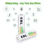 EBL AA Rechargeable Batteries (Retail Package), 1.2V 2800mAh AA Battery, 8 Counts £10.91 Dispatches from Amazon Sold by Sleeyou Ltd