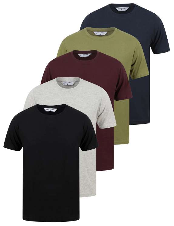 Cotton T-Shirts Men's 5 Pack at Tokyo Laundry, £17.99 with Code| hotukdeals