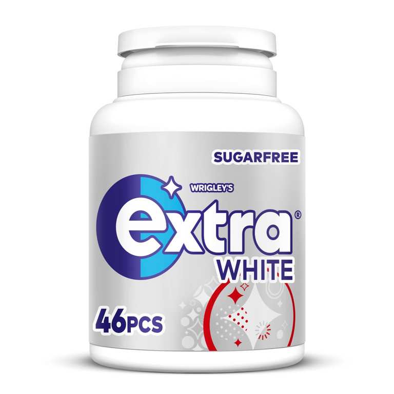 Wrigley's Extra White Peppermint Sugar Free Xylitol Chewing Gum Bottle 46pc - S&S £1.62