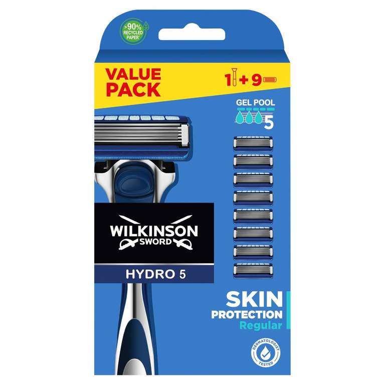 Wilkinson Sword Hydro 5 Skin Protection Handle + 9 Refills + Free C&C