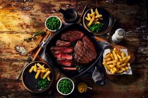 Valentine’s Meal Deal - 2 Luxury 28 Day Matured Aberdeen Angus Steaks + Chips + Peas - From £8 @ Iceland