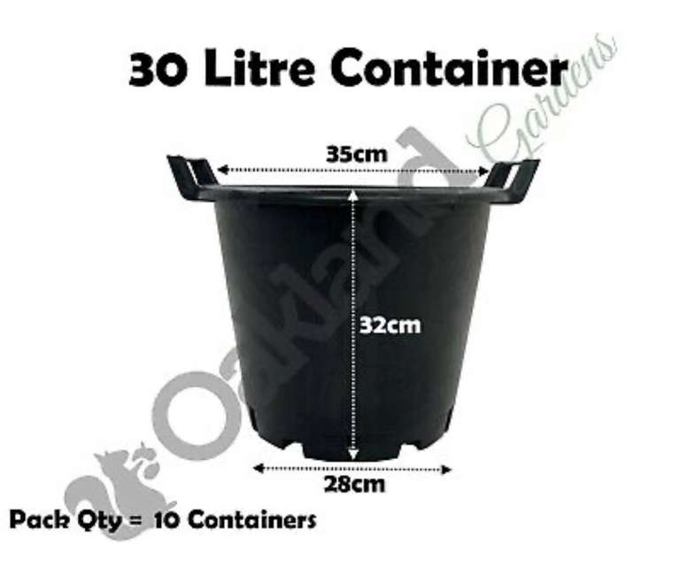 10 x Heavy Duty 30 Litre Plastic Plant Pot With Handles - £28.76 delivered with code @ Oakland Gardens / eBay