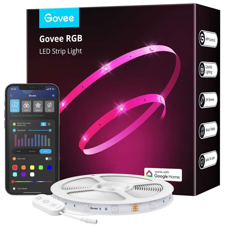 Govee LED Lights 10m, Smart WiFi App Control RGB LED Strip Lights, Work with Alexa/Google at Govee UK