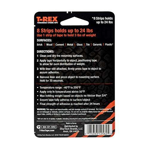 T Rex Tape Extreme Hold Heavy Duty Double Sided Mounting Strips Holds up to 24lbs - £3.95 @ Amazon
