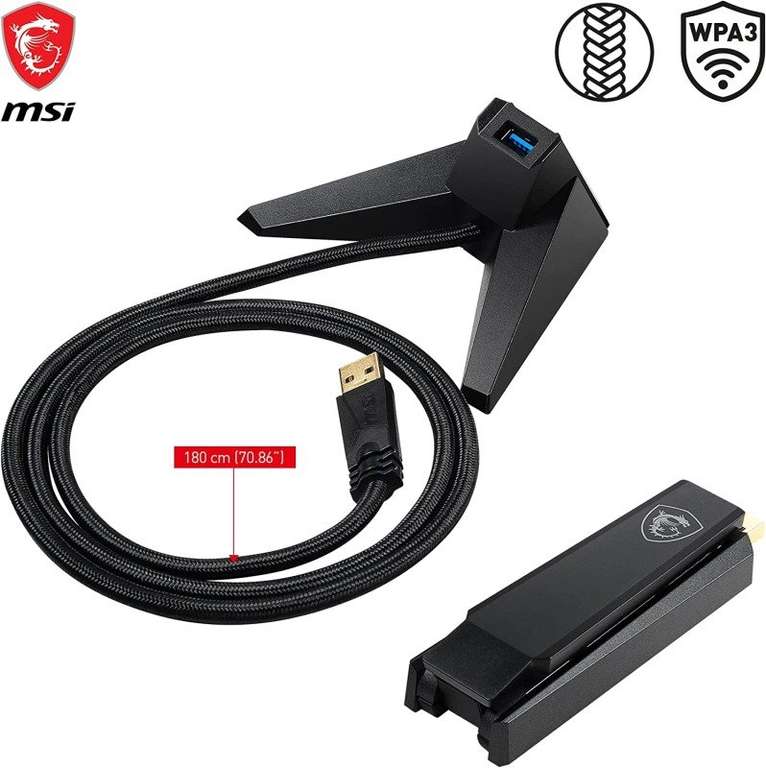MSI AX1800 WiFi USB Adapter ( Foldable Antenna / USB 3.2 Gen1 / MU-MIMO / upto 1800 Mbps )