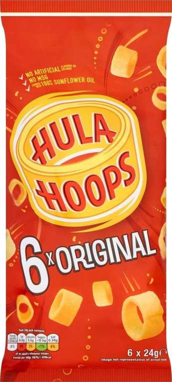 Hula Hoops - ORIGINAL Multipack 6 x 24g Bags (£1.41 S&S) W/Voucher