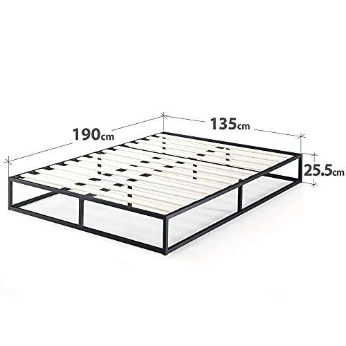 Zinus Joseph Double Bed frame - Bed 135x190 cm - 25 cm Height with Underbed storage - Black