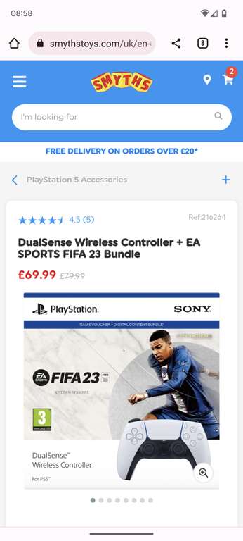 Sony DualSense PS5 Wireless Controller & FIFA 23 (Digital) Game Bundle - £69.99 collection @ Argos