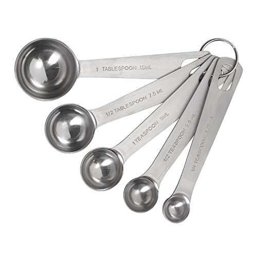 Tala A10550 Stainless Steel Measuring Spoons, 5 Piece Set for Measuring Dry and Liquids