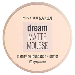 Maybelline New York Dream Matte Mousse 04 Light Porcelain 18ml or SPF 15-48 Sun Beige £3.99 (£3.79 or £3.39 on sub & save) @ Amazon