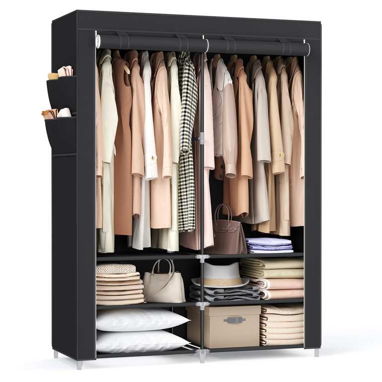 SONGMICS Fabric Wardrobe 45 x 127 x 176 cm, 2 Hanging Compartments with Shelves Sold & Shipped by SONGMICS HOME UK