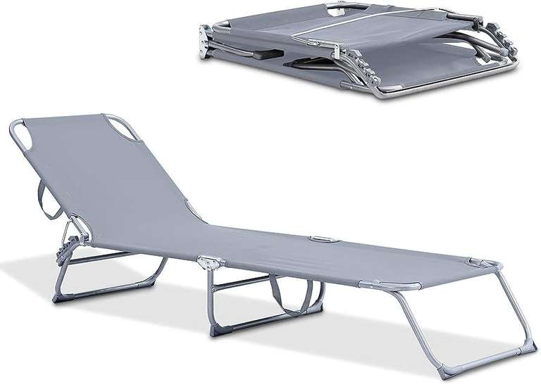Foldable Reclining Sun Lounger - Adjustable Backrest & Leg Rests sold and delivered by Livivo