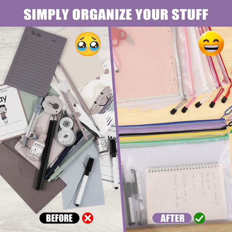 Pack of 21 Document Bags, Waterproof Zip Document Bag with Sticker, File Bag, Plastic Zip Bag for File, Documents, School, Paper, Cosmetics (Black, 8 Pack of 21 Document Bags, Waterproof Zip Document Bag with Sticker, File Bag, Plastic Zip Bag for File, Documents, School, Paper, Cosmetics (Black, 8