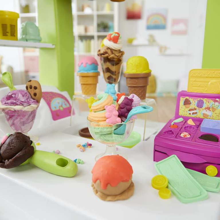 Play-Doh Kitchen Creations Ultimate Ice Cream Truck Playset with 27 Accessories, 12 Pots, Realistic Sounds, Multicolor