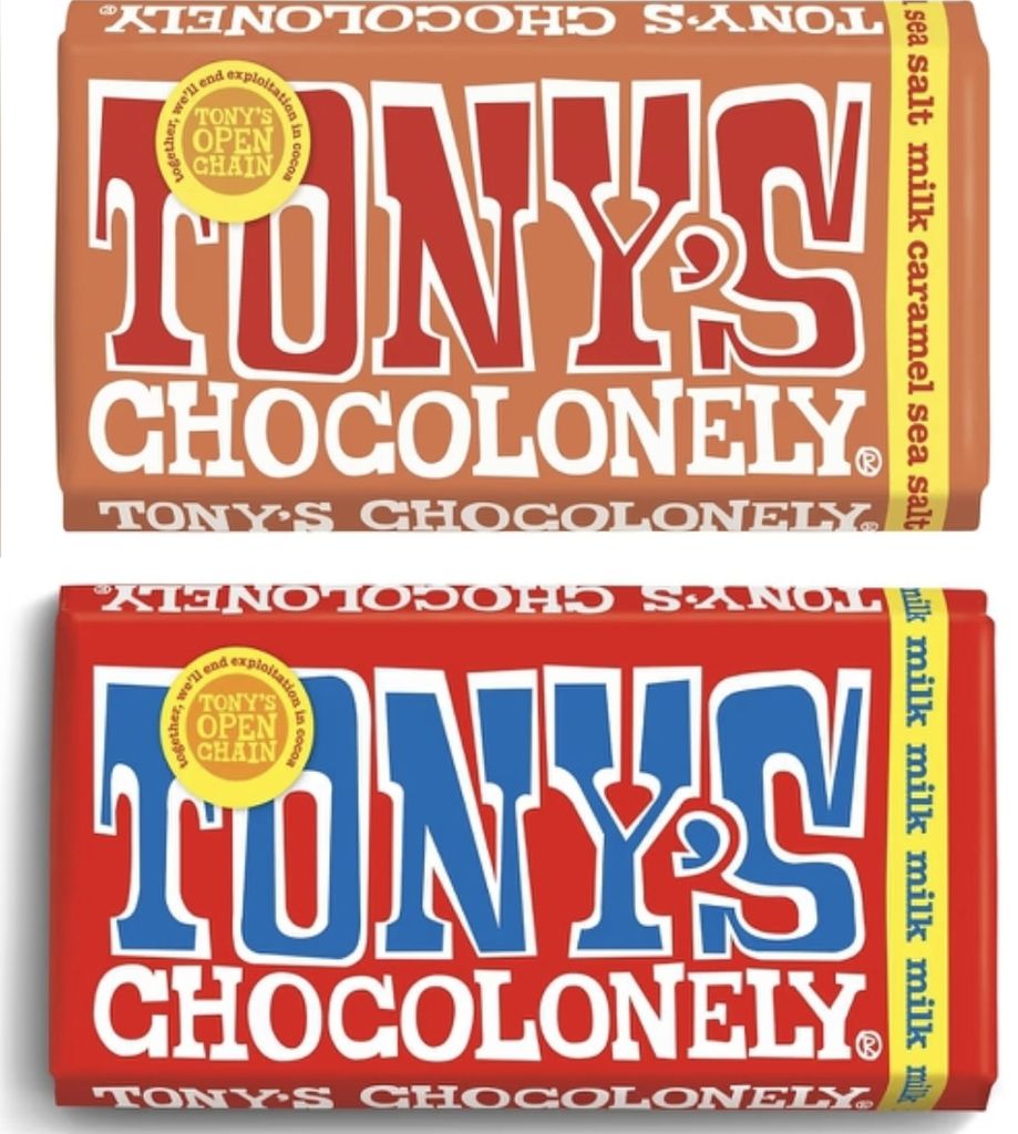 Tony's Chocolonely Milk Caramel Sea Salt Chocolate Bar - 180g Belgian Fairtrade / Or Milk Chocolate Original 180g