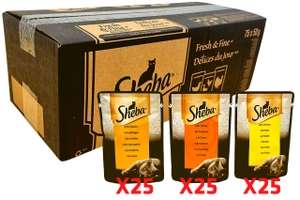 Sheba - Fresh & Fine Pouches - 25 Chicken - 25 Poultry - 25 Turkey - 75 x 50g BBE: 16/12/2022 - £19.99 + £6 delivery @ Cheap Foods