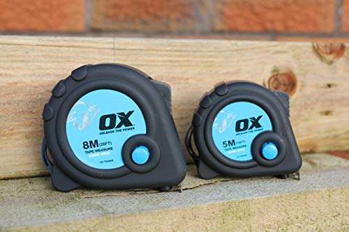 OX Trade 5m Tape Measure (metric and imperial) - £3.50 / 8m - £4.95 @ Amazon