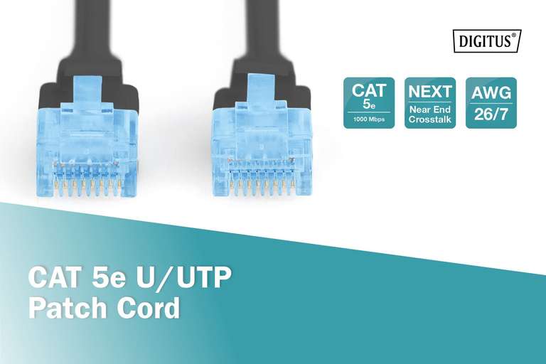 Digitus DK-1512-005/BL 50cm Ethernet Network Patch Cable Cat 5e, U/UTP