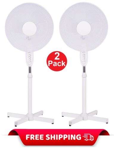 2 x 16'' Fan Oscillating Pedestal 3 Speed Floor Standing Cool Air £29.99 Delivered (UK mainland) @ Pink-elephant via Ebay