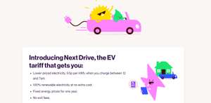 EON Next Drive EV tariff now open again - e.g. Gas 7.22p/kWH, Electricity Night Rate 9.5p/kWH