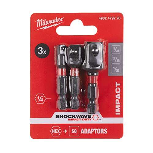 Milwaukee Shockwave Impact Socket Adaptor Set - 3 Piece (Minimum order of 2 / £4.79 Each)