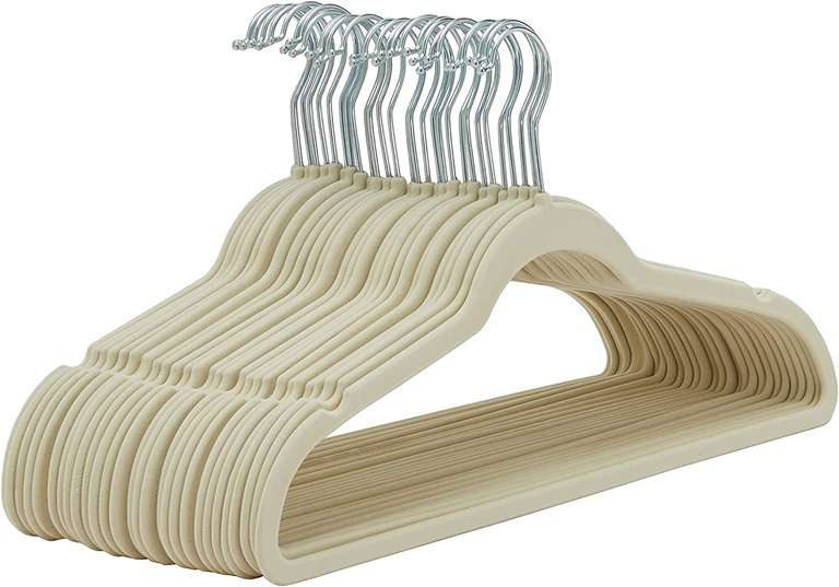 Amazon Basics Slim Velvet Non-Slip Suit Hangers - Pack of 100 - Ivory £21.49 @ Amazon