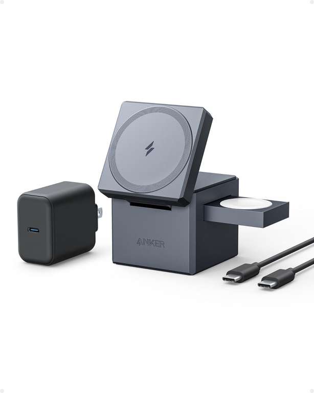 Anker 3-in-1 Cube MagSafe Fast Charging Wireless Charger for iPhone & Apple Watch (Certified Refurb) - Sold by anker_outlet_uk