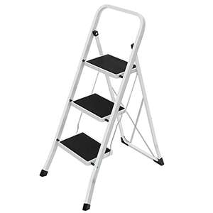 3-step Folding Step Ladder with Non-Slip Rubber Treads - sold by Songmics