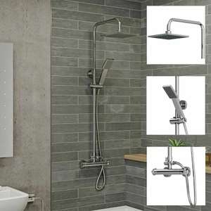Architeckt Bathroom Thermostatic Mixer Shower Set Square Chrome Exposed Valve - W/Code | Sold by Plumbworld