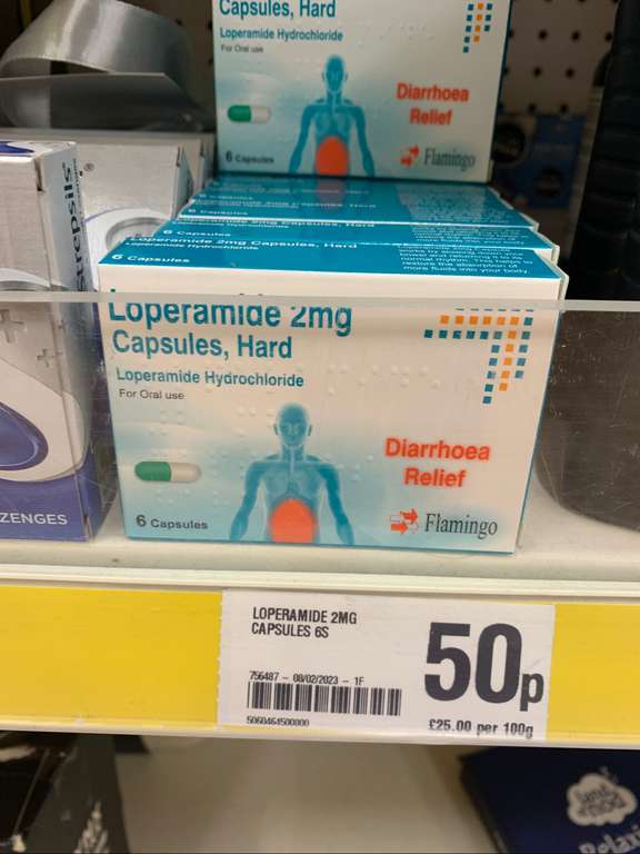 loperamide (generic imodium) 2mg hard capsules x 6 - only 0.50 at Poundland borehamwood