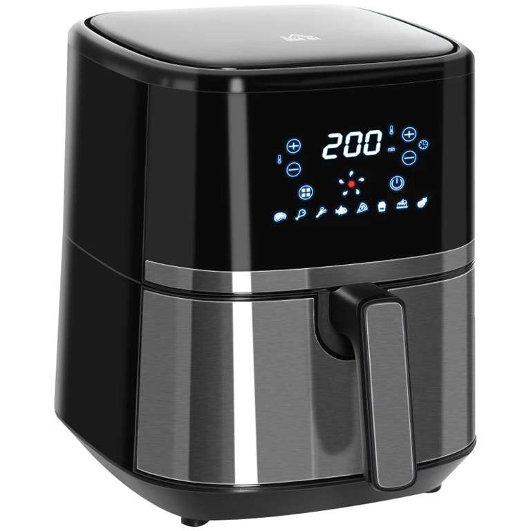 HOMCOM 4.5L Digital Air Fryer - 1500W, Digital Display, Adjustable Temperature, Timer and Nonstick Basket - W/Code